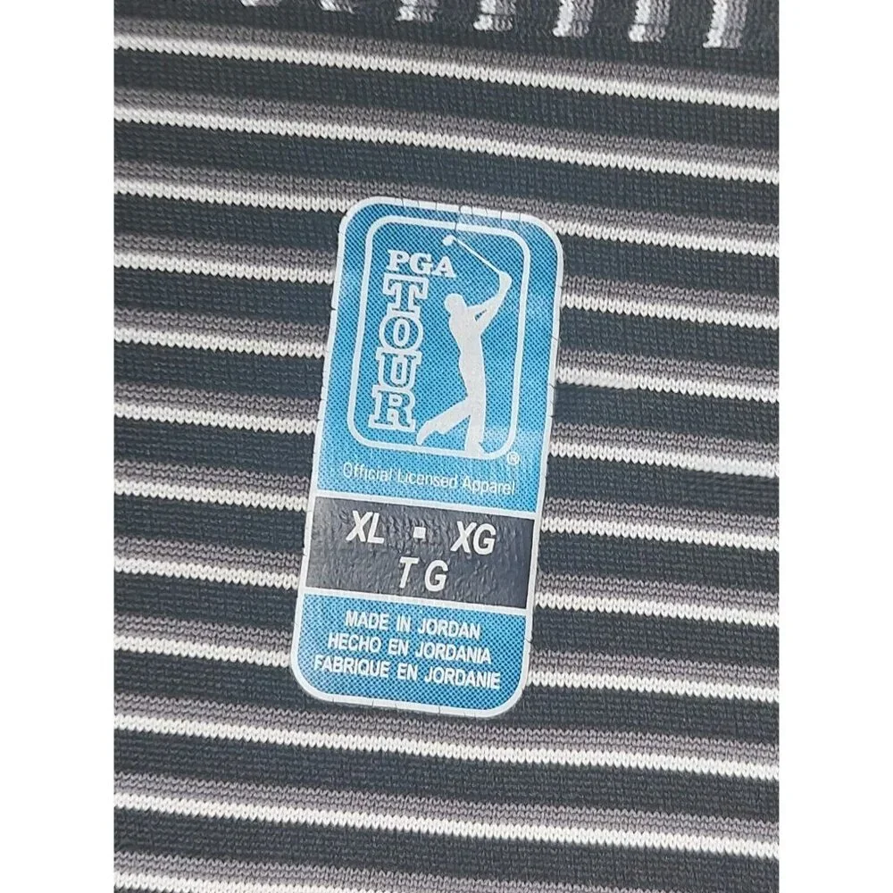 PGA Tour Men's [Size XL] Golf Polo Shirt Black/White/Gray Striped Short Sleeve - Picture 2 of 5